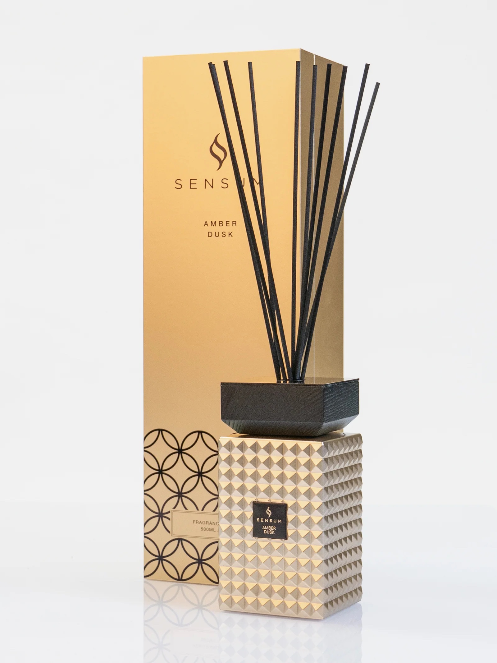 Amber Dusk - Sensum Reed Diffuser (500ml) - Glamjar Products Creamy Taupe Tea Coffee Sugar Biscuit and Utensil and Bread Bin