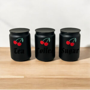 black cherry tea coffee sugar canister sets
