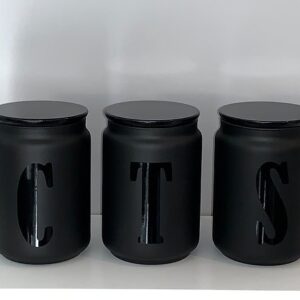 Black Sets Of Tea Coffee Sugar Initial T C S Kitchen Storage
