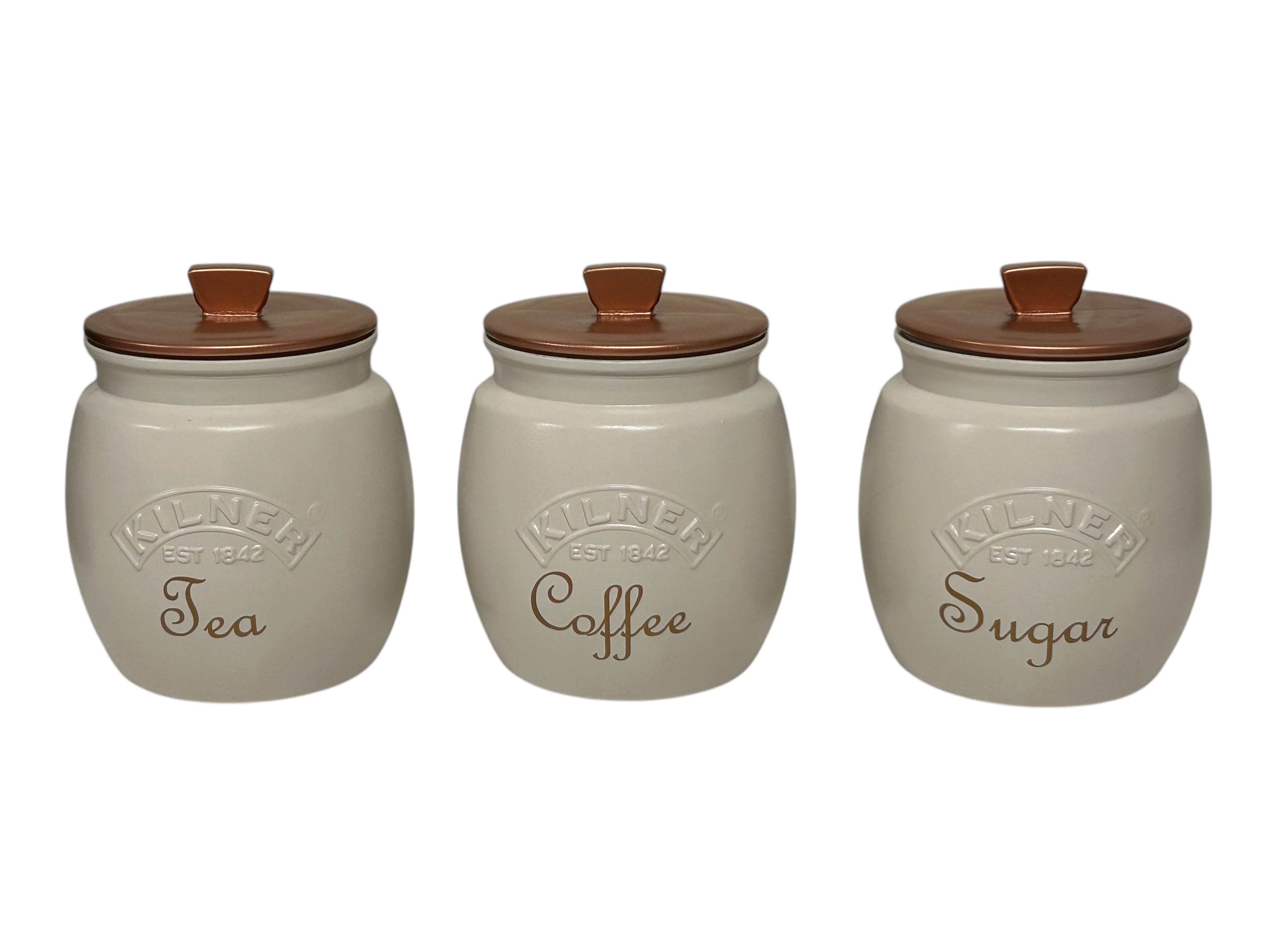 Creamy Taupe Beige Tea Coffee Sugar Canisters