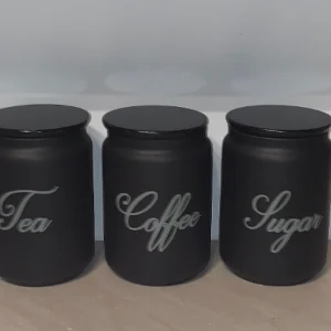 Customisable Black Tea Coffee Sugar Canister Trio