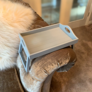 Grey Wooden Sofa Arm Lap Tray