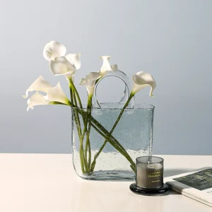 Handmade Bag-Shaped Glass Flower Vase, Home Table Decor