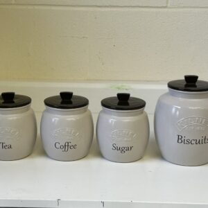Taupe Beige Tea Coffee Sugar Canisters Kitchen Storage Containers