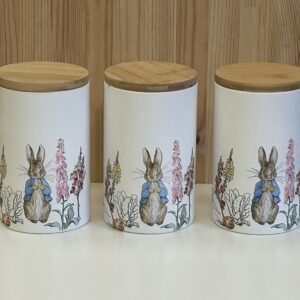 Peter Rabbit Kitchen Canisters: Tea, Coffee, Sugar Jars 1 Litre Glass Containers