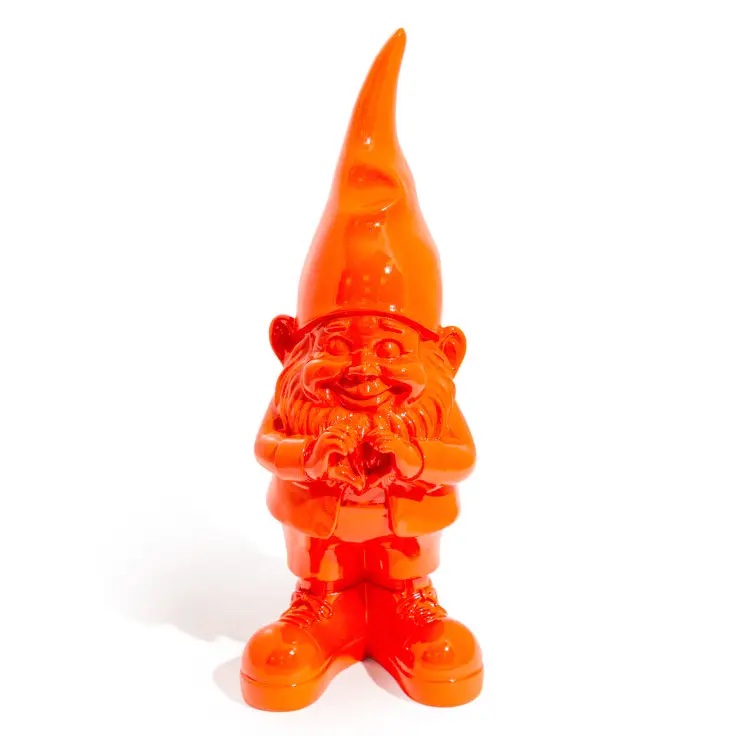 Medium Orange “Heart Hands” Gnome Figure
