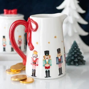Nutcracker Ceramic Christmas Flower Jug with Bow