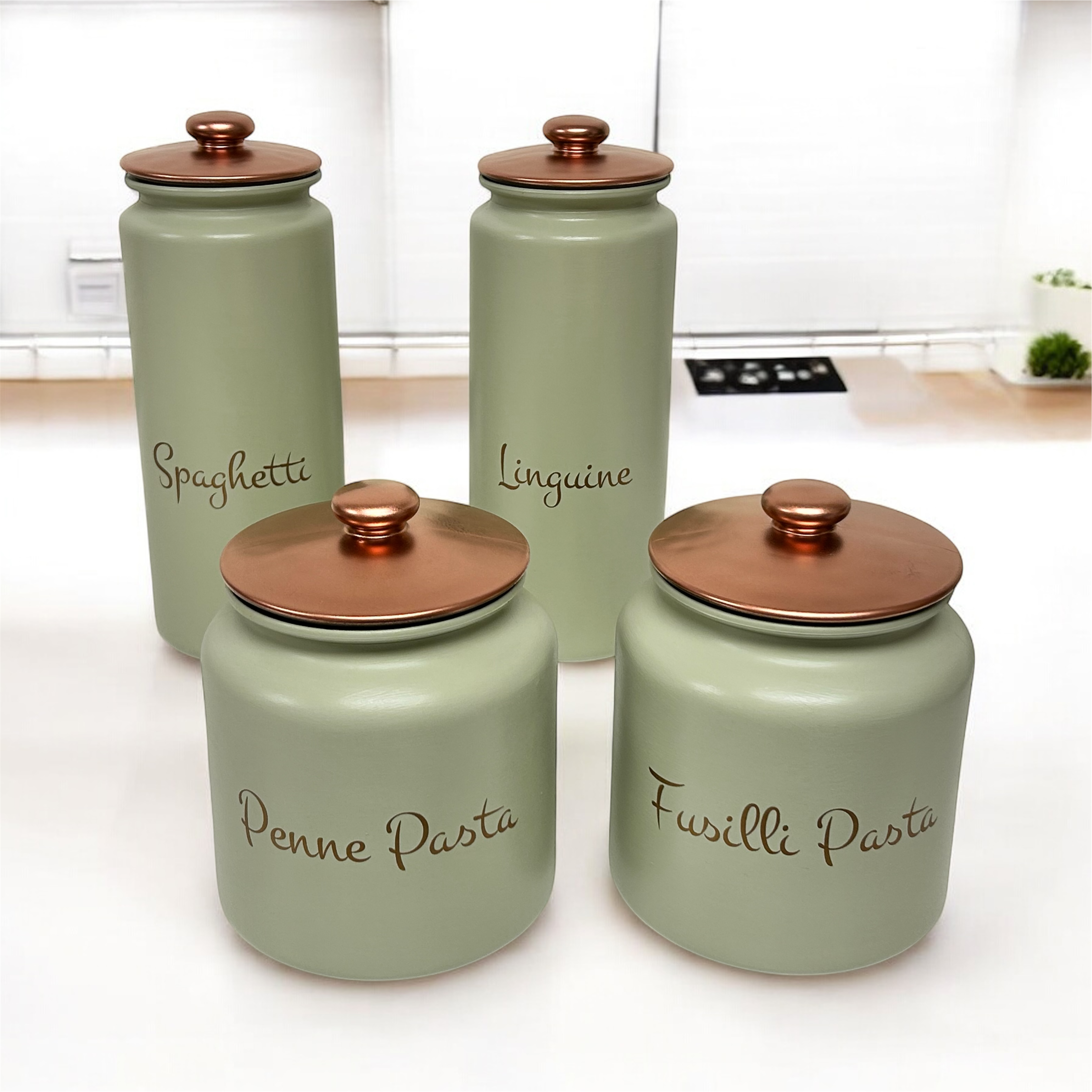 Sage Green Pasta Kitchen Storage Jars in Multiple Sizes