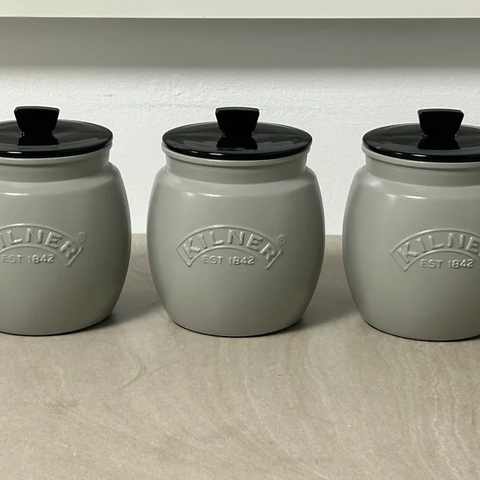 Soft Mid-Grey with Slight Green UndertonesTea Coffee Sugar Canister set - Glamjar Products Soft Mid-Grey with Slight Green UndertonesTea Coffee Sugar Canister set