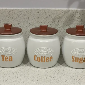 White Tea Coffee Sugar Canisters