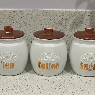 White Tea coffee Sugar Canisters