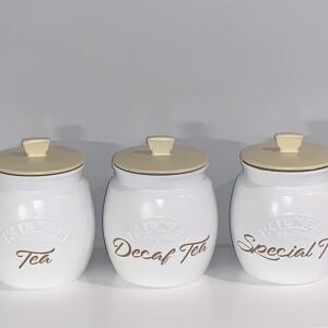 White Tea Coffee Sugar canisters set Kitchen Storage