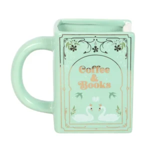 Coffee and Books Green Book Shaped Mug