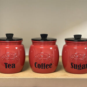 Red Tea Coffee Sugar Canister Set Of 3 Personalised Canisters