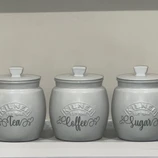Light Grey Tea Coffee Sugar Kitchen Canister Set
