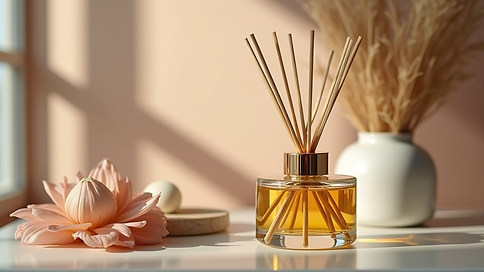 Close-up view of a beautifully arranged fragrance diffuser