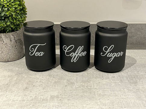 Black modern tea coffee sugar canisters