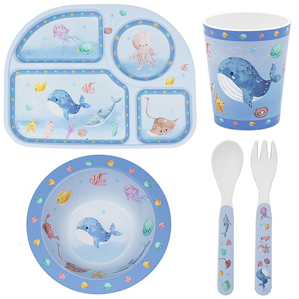 4 Piece Baby Dinner Sea Life - Glamjar Products 4 Piece Baby Dinner Sea Life