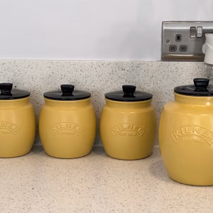Yellow Tea coffee sugar Utensil Canister set