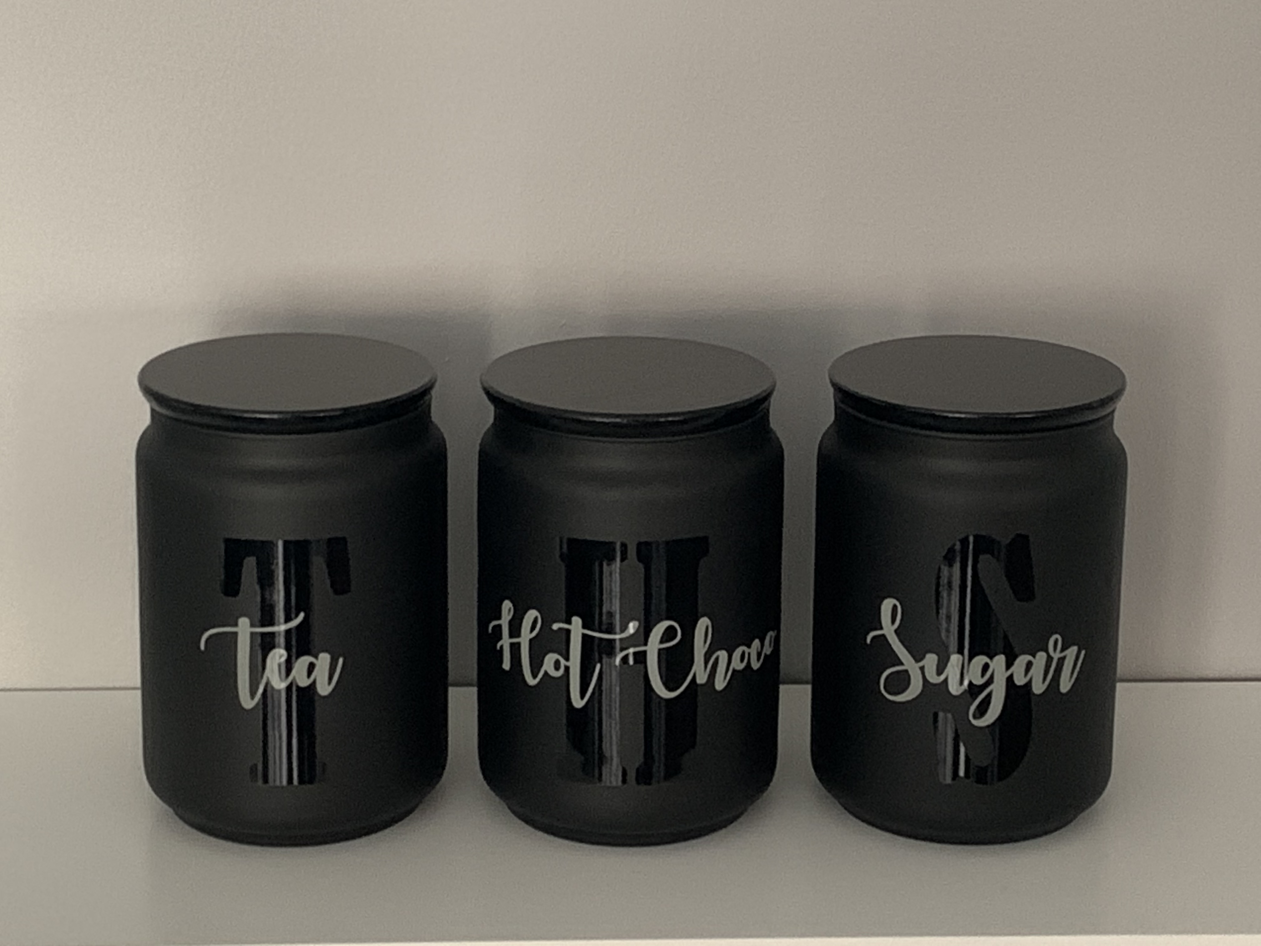 Black Initial Coffee Tea Sugar Canister Set