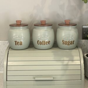 Sage green Tea coffee sugar + Bread bin
