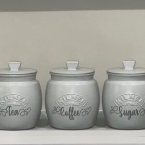 Light Grey Tea Coffee Sugar Kitchen Canister Set
