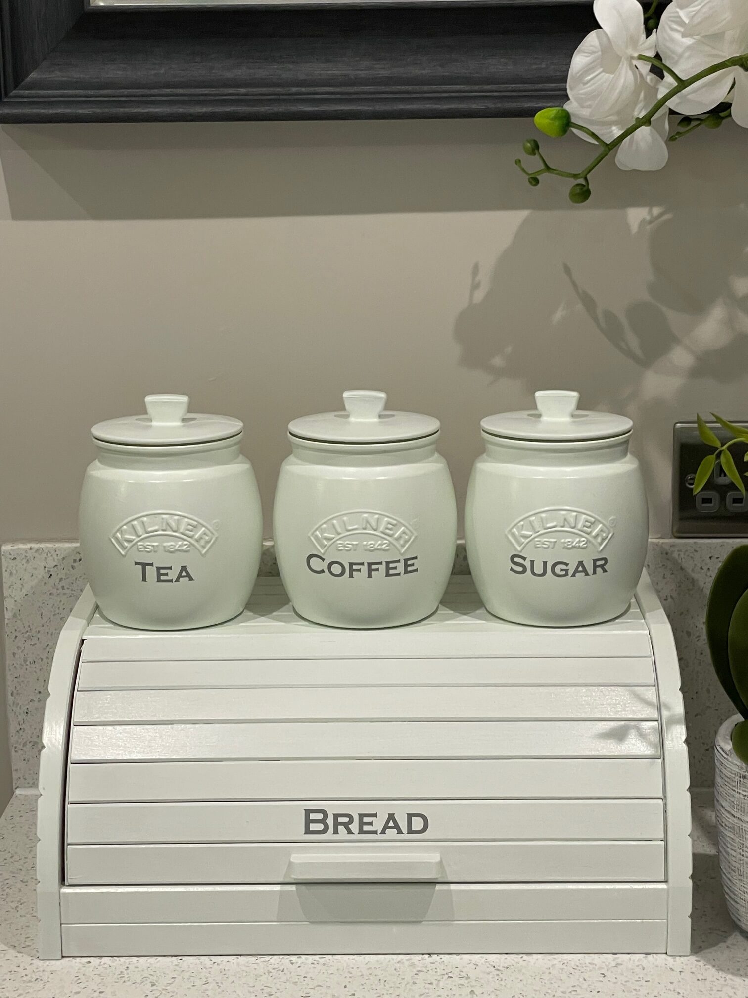 IMG_5649 - Glamjar Products Peppermint Tea Coffee Sugar Biscuits Canister's + bread bin