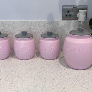 Pink Tea Coffee Sugar Biscuit Cookie Treats Canisters