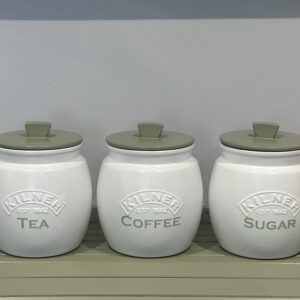 Set of 3 Sage Green Tea Coffee Sugar Kitchen canisters Storage jar