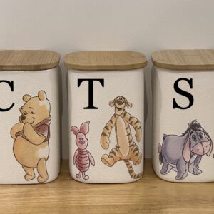 Set of 3 Tea coffee Sugar square Storage jars With Bamboo Lid