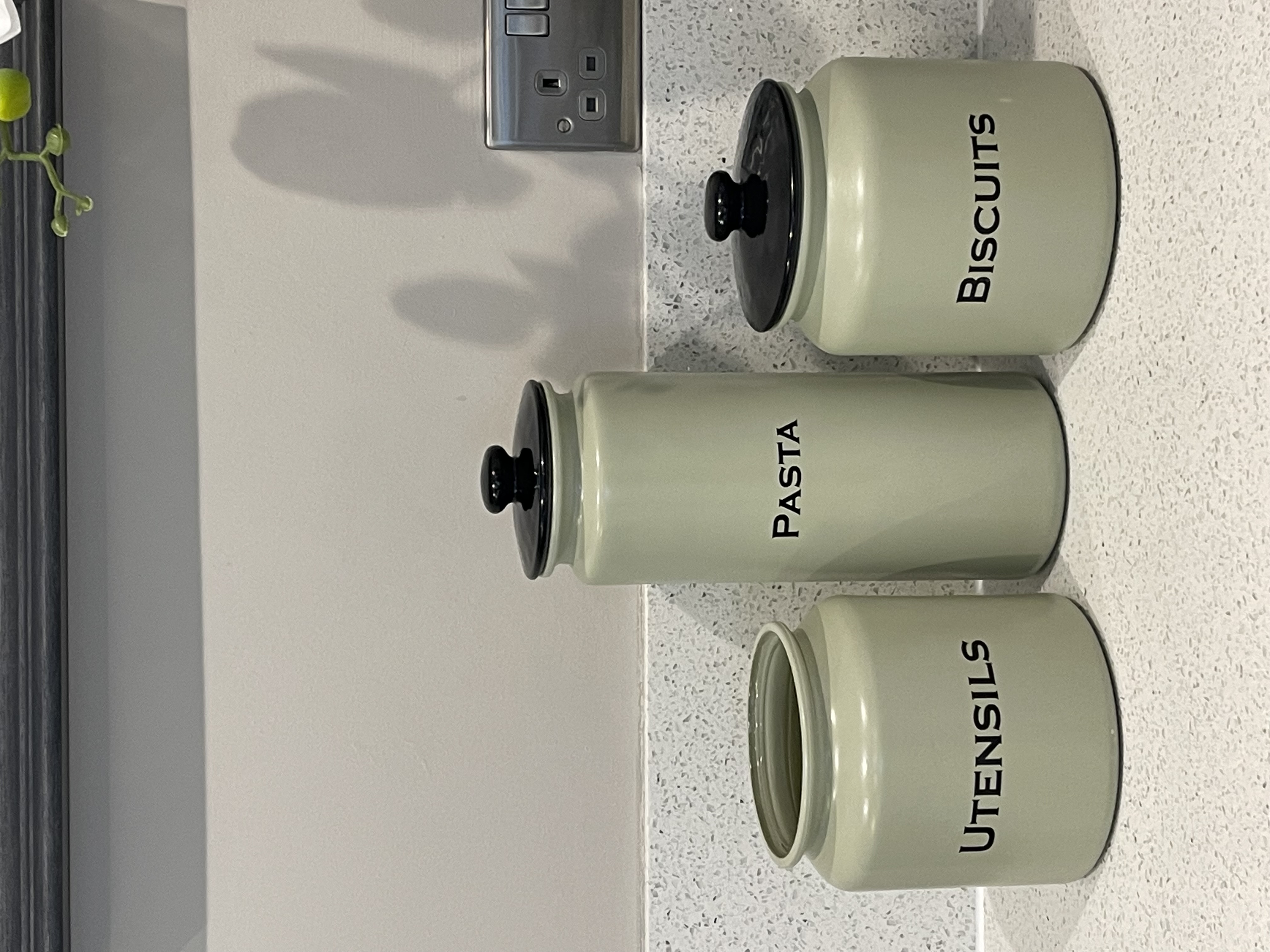 Sage Green Pasta Utensil Biscuit Jars