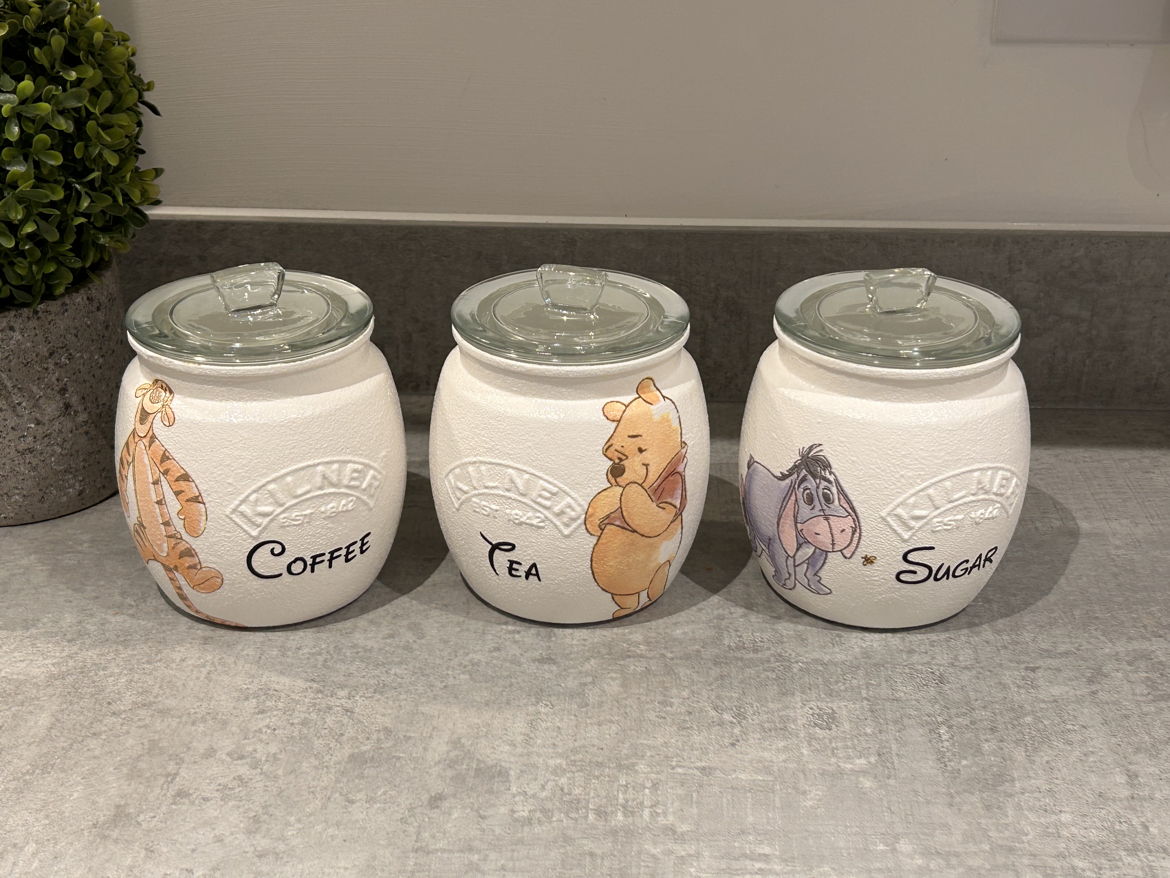 Tea Coffee Sugar Canisters Set Of 3 Winnie Pooh And Friends Storage Jars Choice