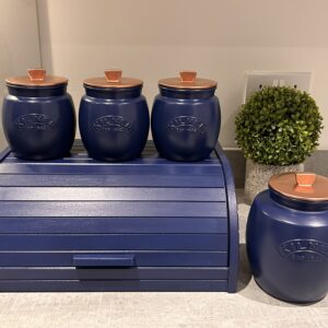 Navy Blue Tea Coffee Sugar Canisters