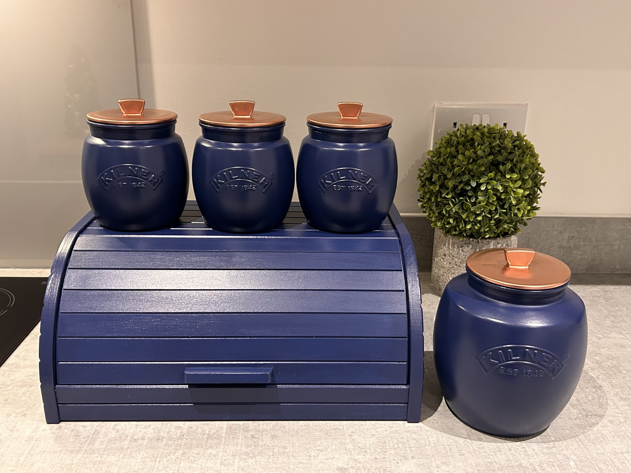 IMG_8379 - Glamjar Products Navy Blue Tea Coffee Sugar Canisters