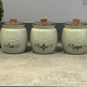 Sage green Tea Coffee Sugar Canisters sets Kitchen Storage jars