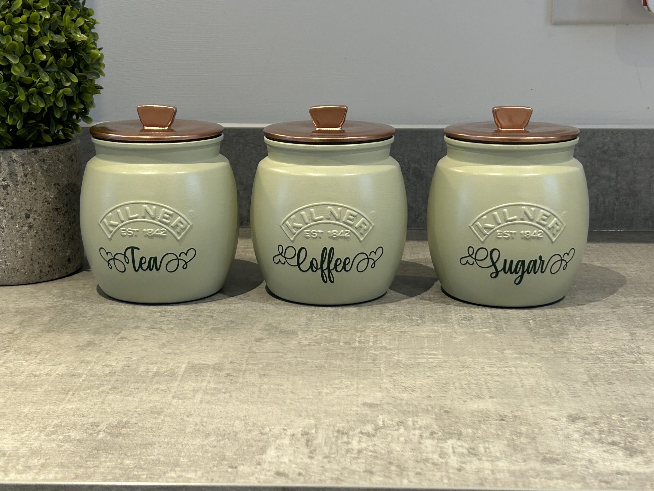 IMG_8763 - Glamjar Products Sage green Tea Coffee Sugar Canisters sets Kitchen Storage jars