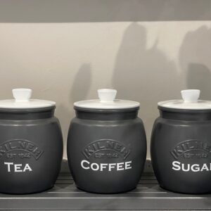 Dark Grey Tea Coffee Sugar Canisters Set