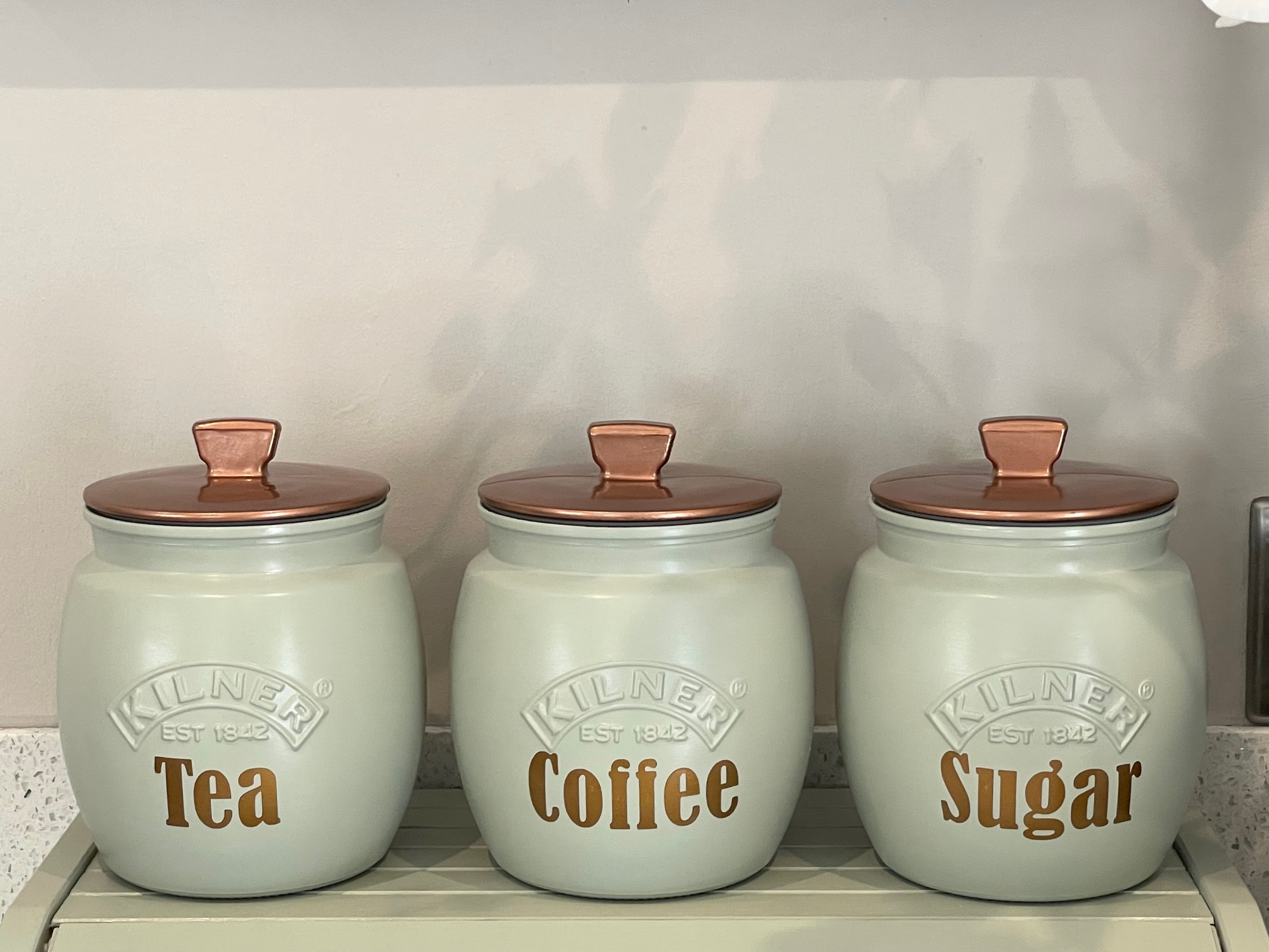 Sage Green Tea Coffee Sugar Canister Set - Glamjar Products Sage Green Tea Coffee Sugar Canister set