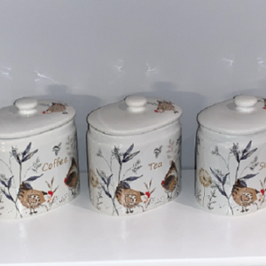 Hen Tea Coffee Sugar Ceramic Kitchen Storage Canisters