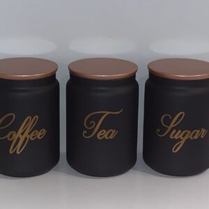Personalised Black Canister Set with Custom Lids