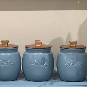 Glamjar Personalised Blue Canister Set Tea Coffee Sugar