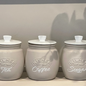 Taupe Beige Tea Coffee Sugar Canisters