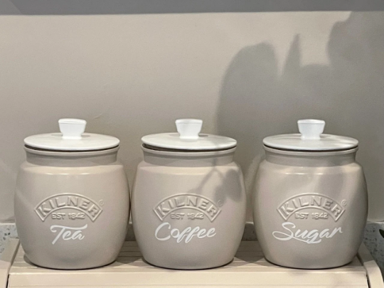 taupe - Glamjar Products Taupe Beige Tea Coffee Sugar Canisters