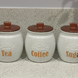 White Tea Coffee Sugar Canisters Kitchen Storage Containers